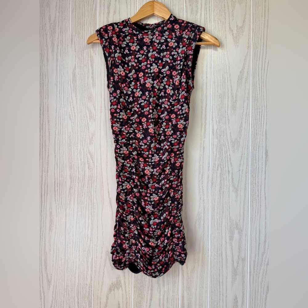Ramy Brook Floral Ruched Sleeveless Midi Dress XS